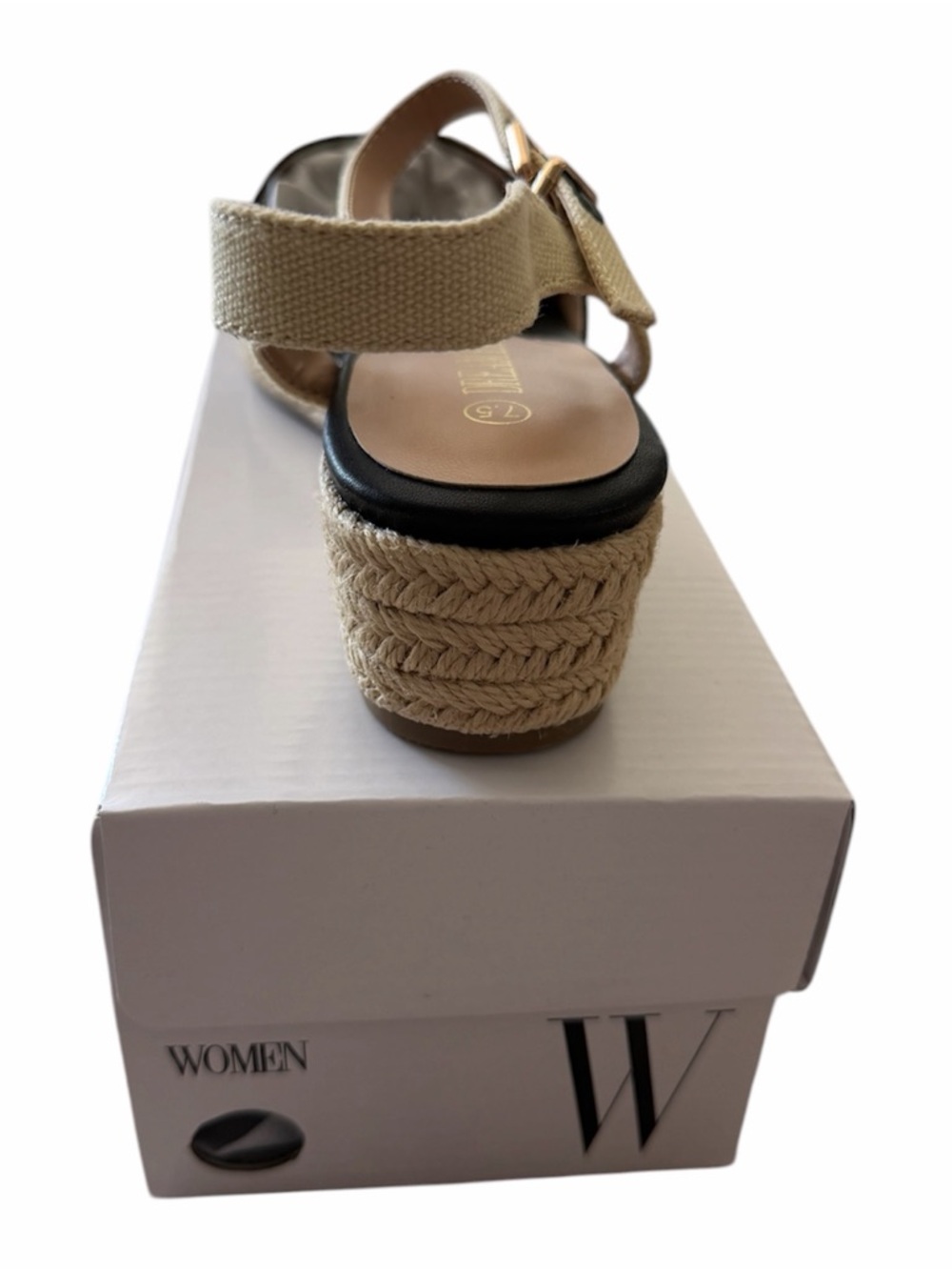 Dream Pairs Espadrille Wedge Sandal in Black and Cream - Picture 14 of 15